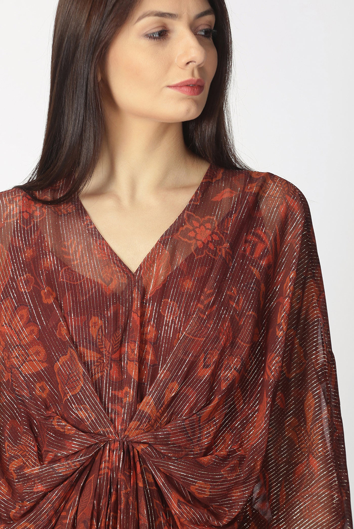 Maroon shimmer kaftan product image 2