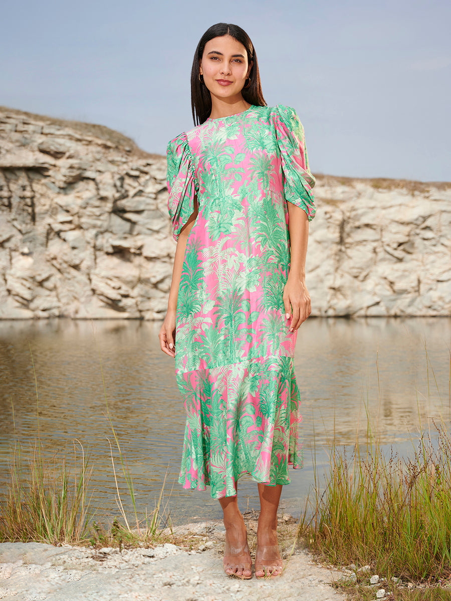Green and Pink Ariel Maxi Dress houseofsoi Green and Pink Ariel Maxi Dress houseofsoi