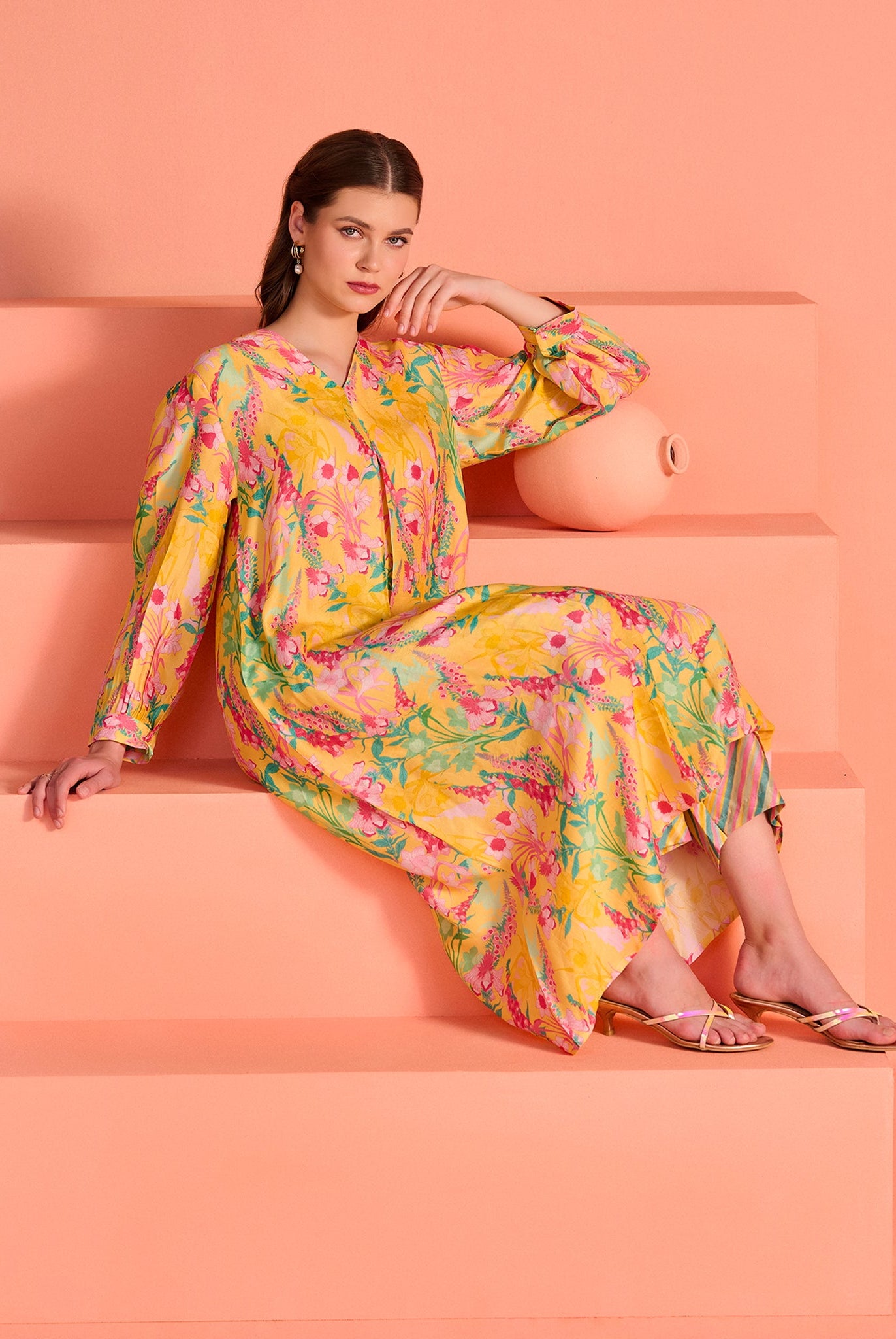 Peach Mrinal Co-Ord Set