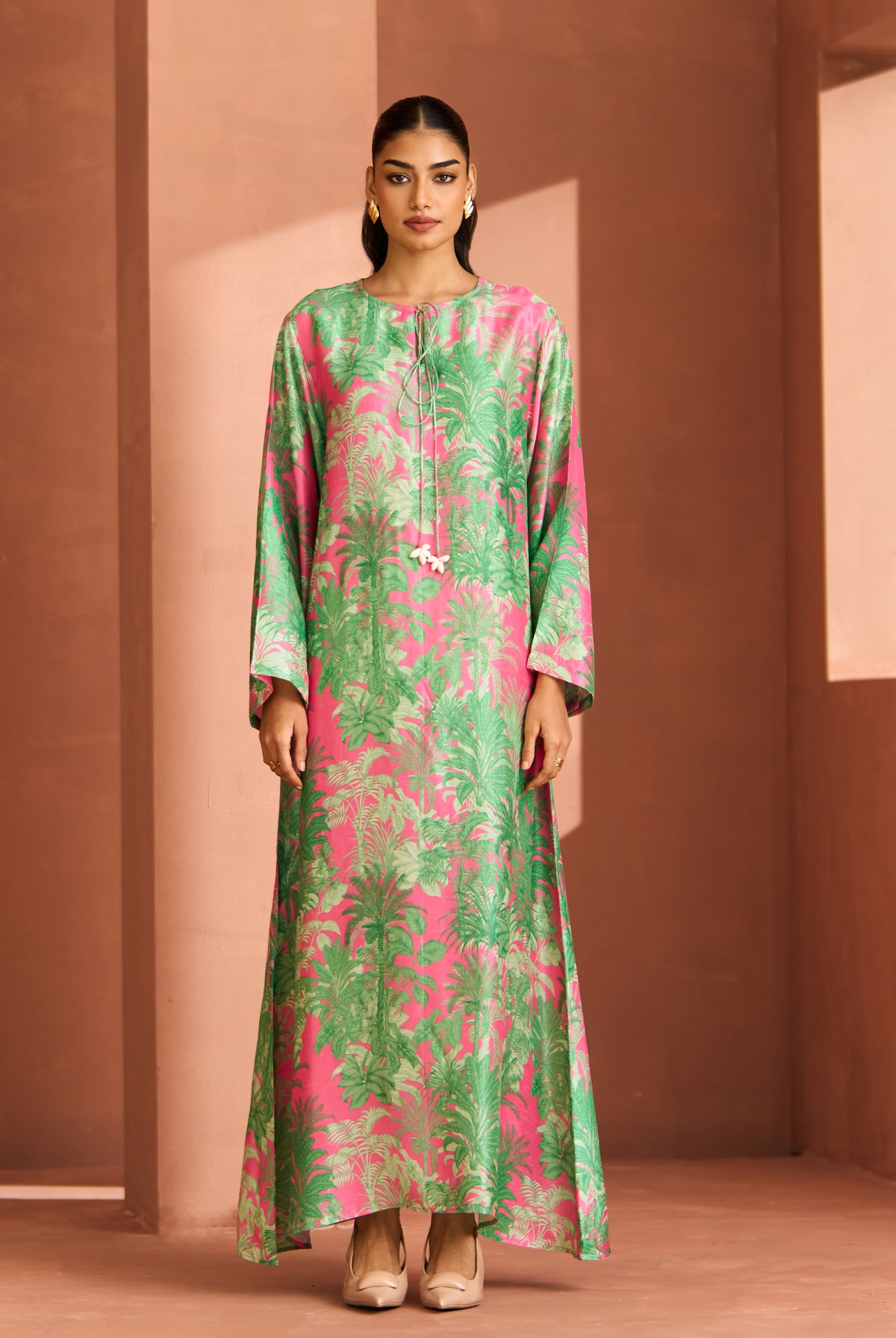 Green And Pink Shell Dress