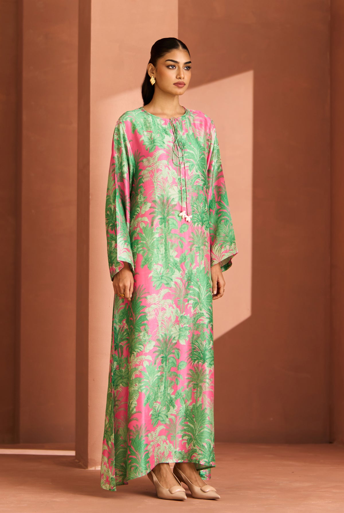 Green And Pink Shell Dress