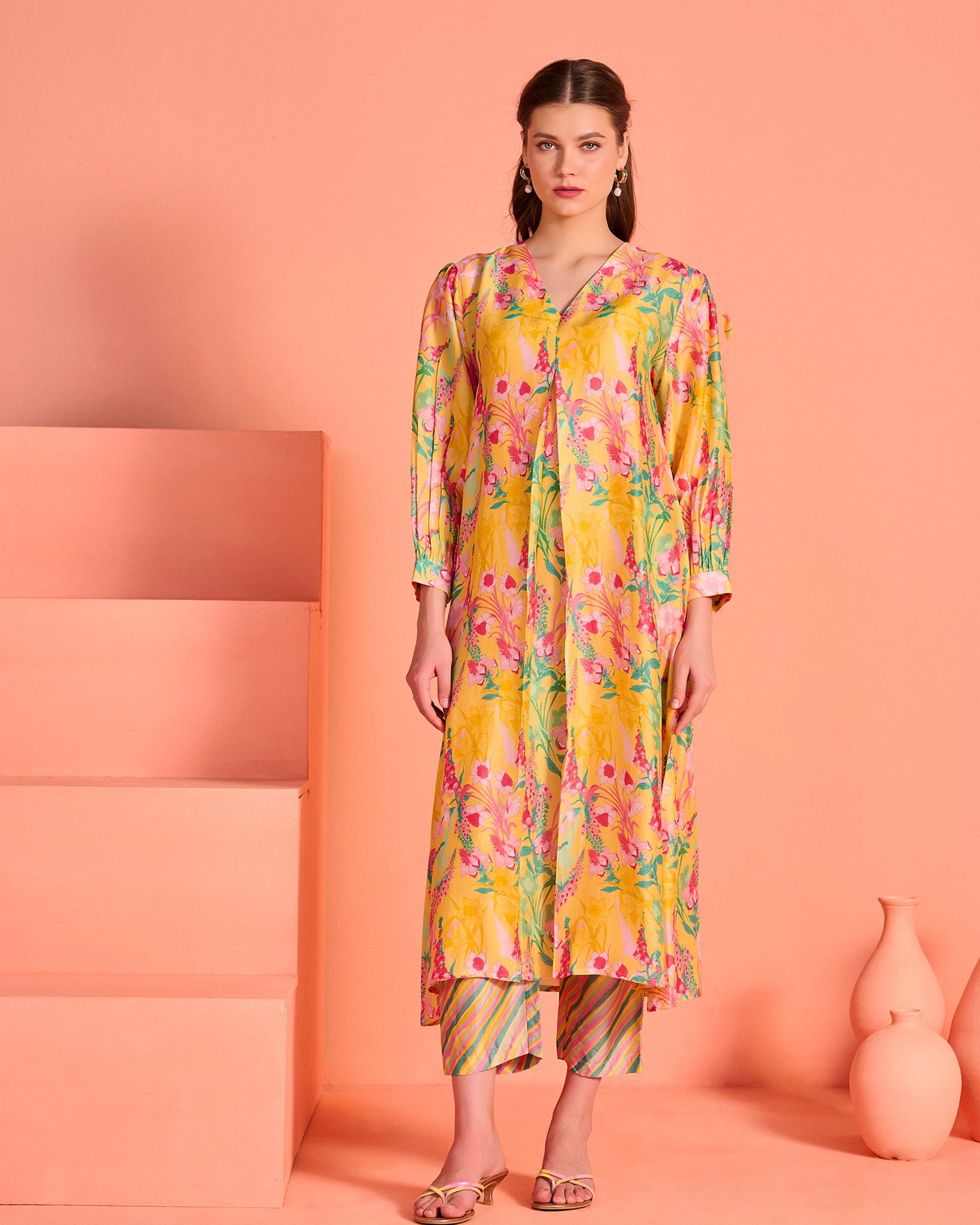 Peach Mrinal Co-Ord Set