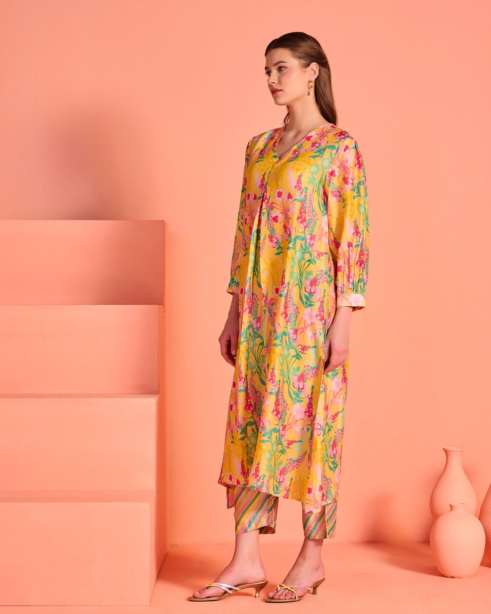 Peach Mrinal Co-Ord Set