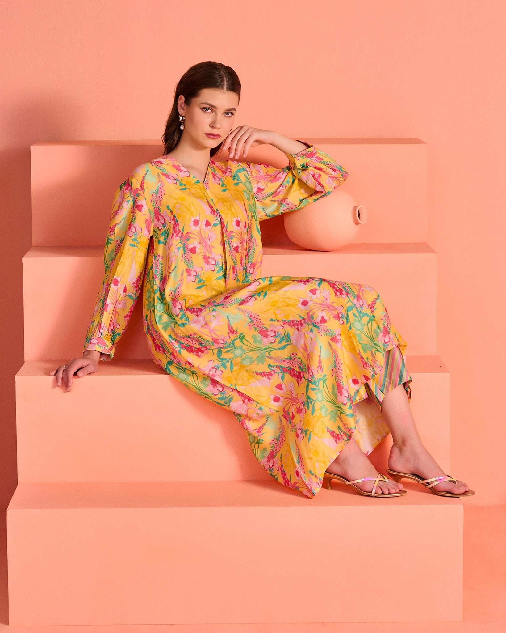 Peach Mrinal Co-Ord Set