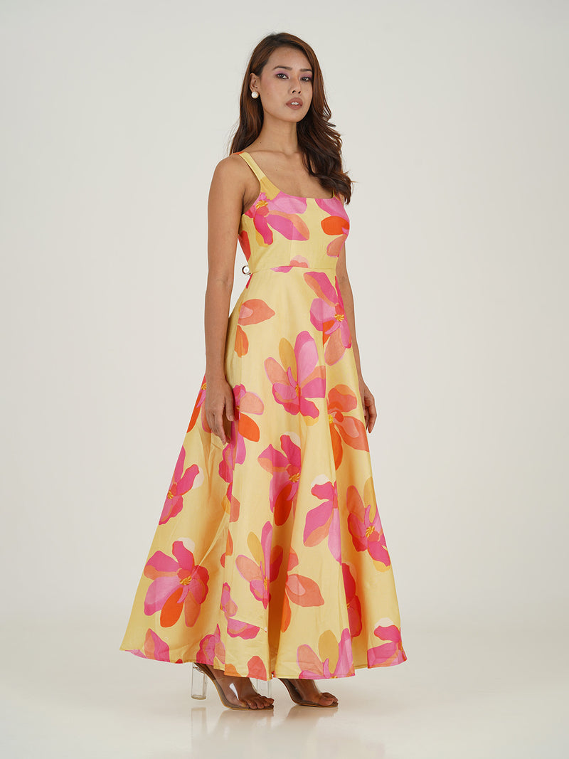 Yellow and pink bloom dress