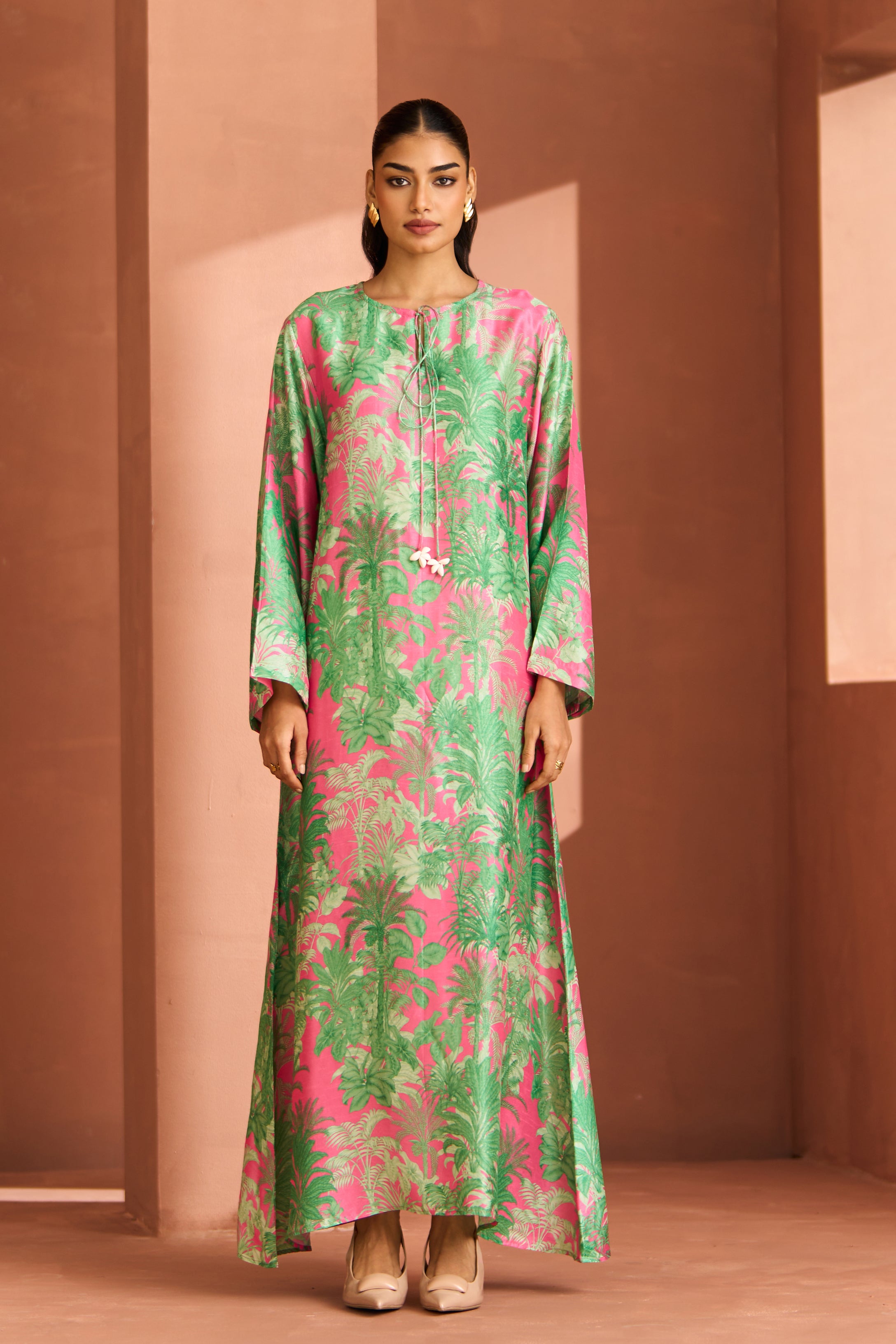 Green And Pink Shell Dress