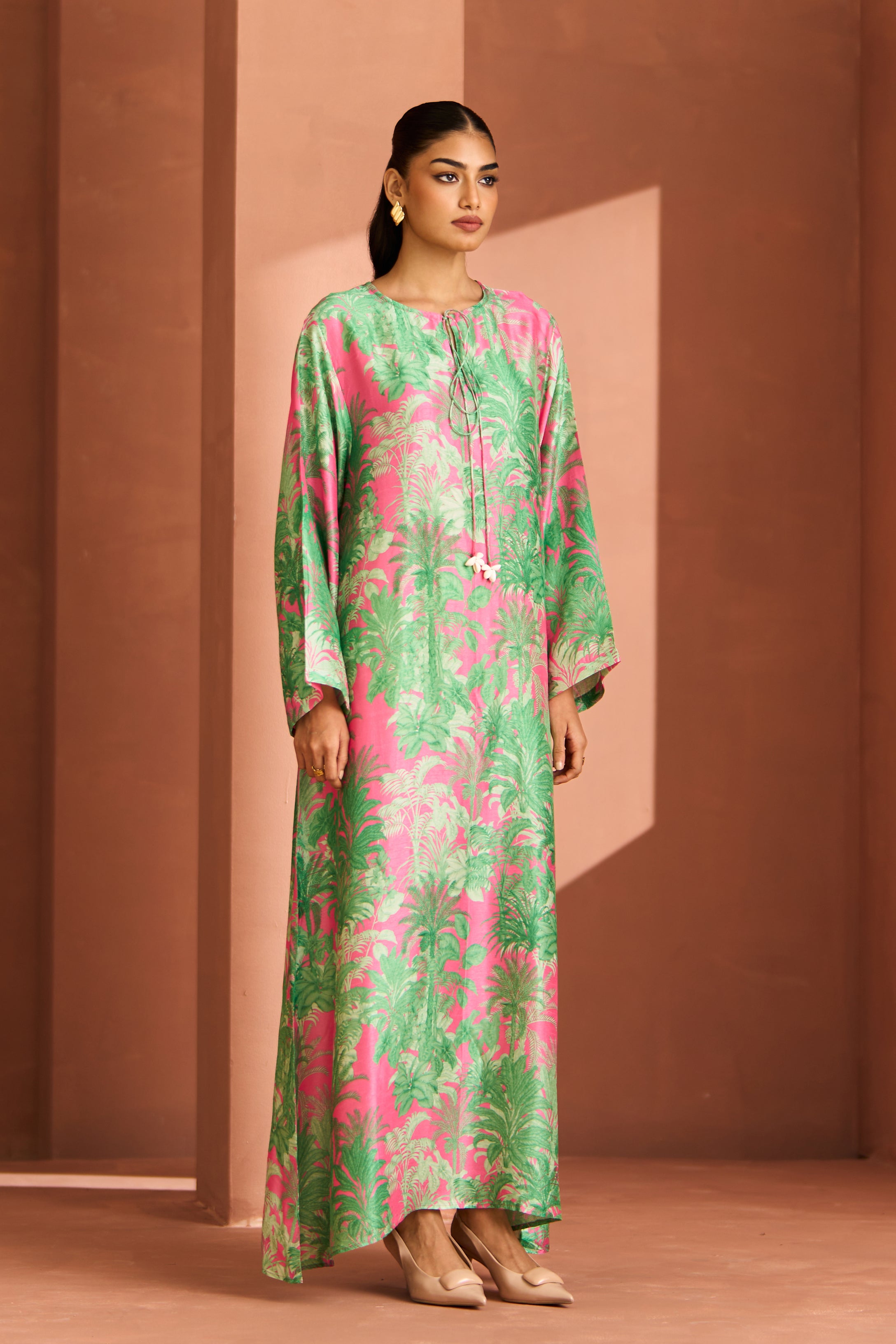 Green And Pink Shell Dress