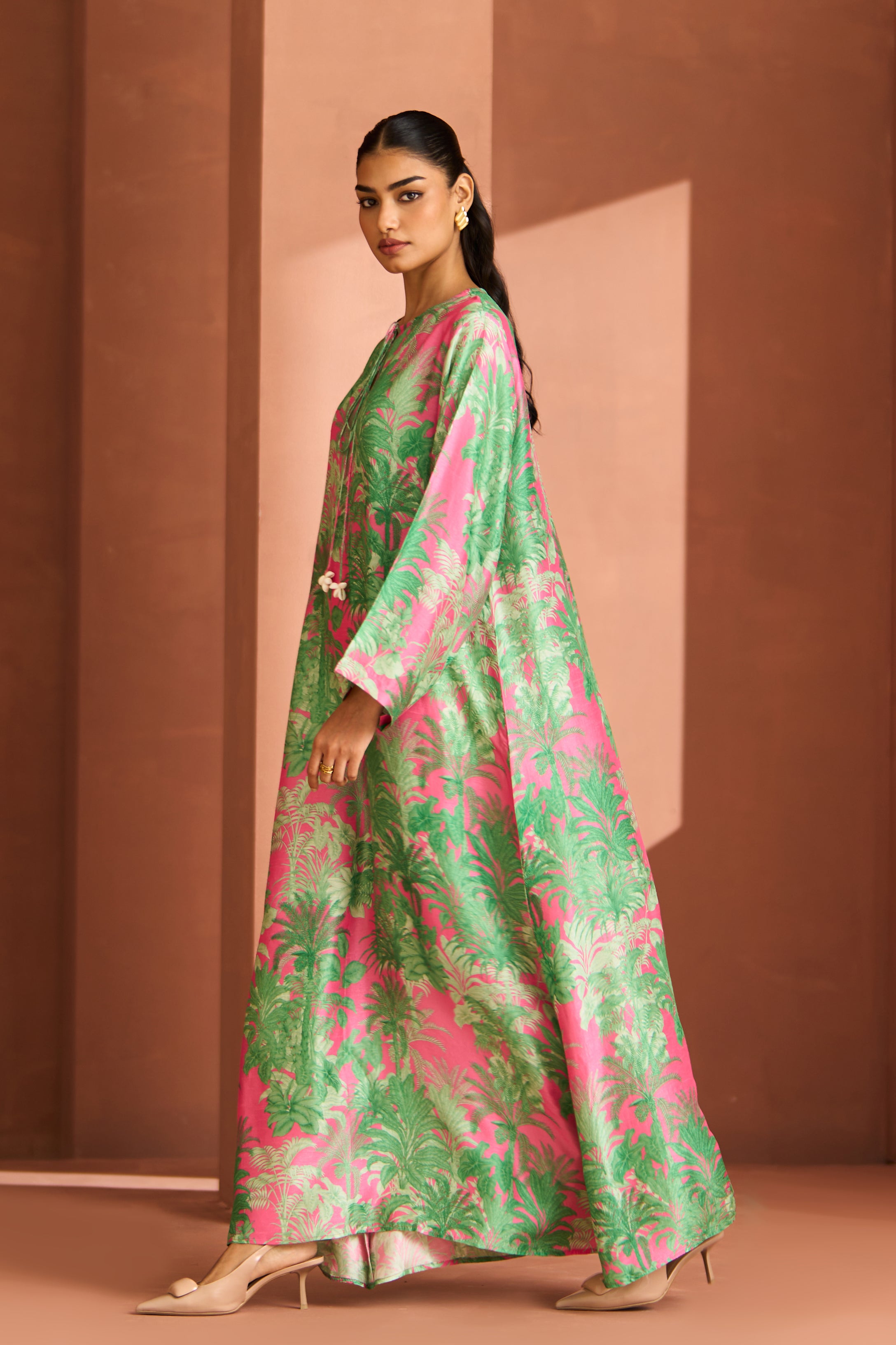 Green And Pink Shell Dress
