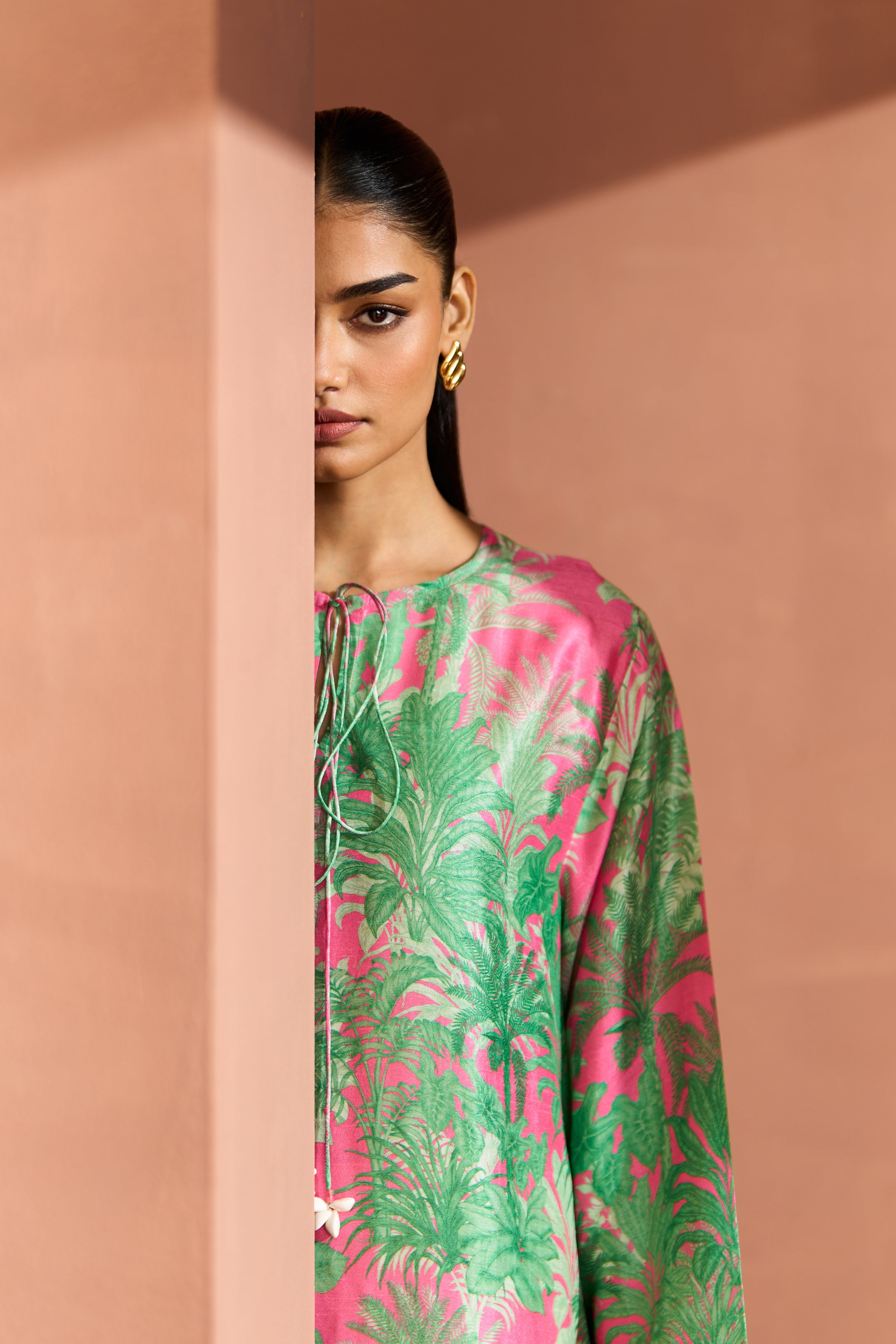 Green And Pink Shell Dress