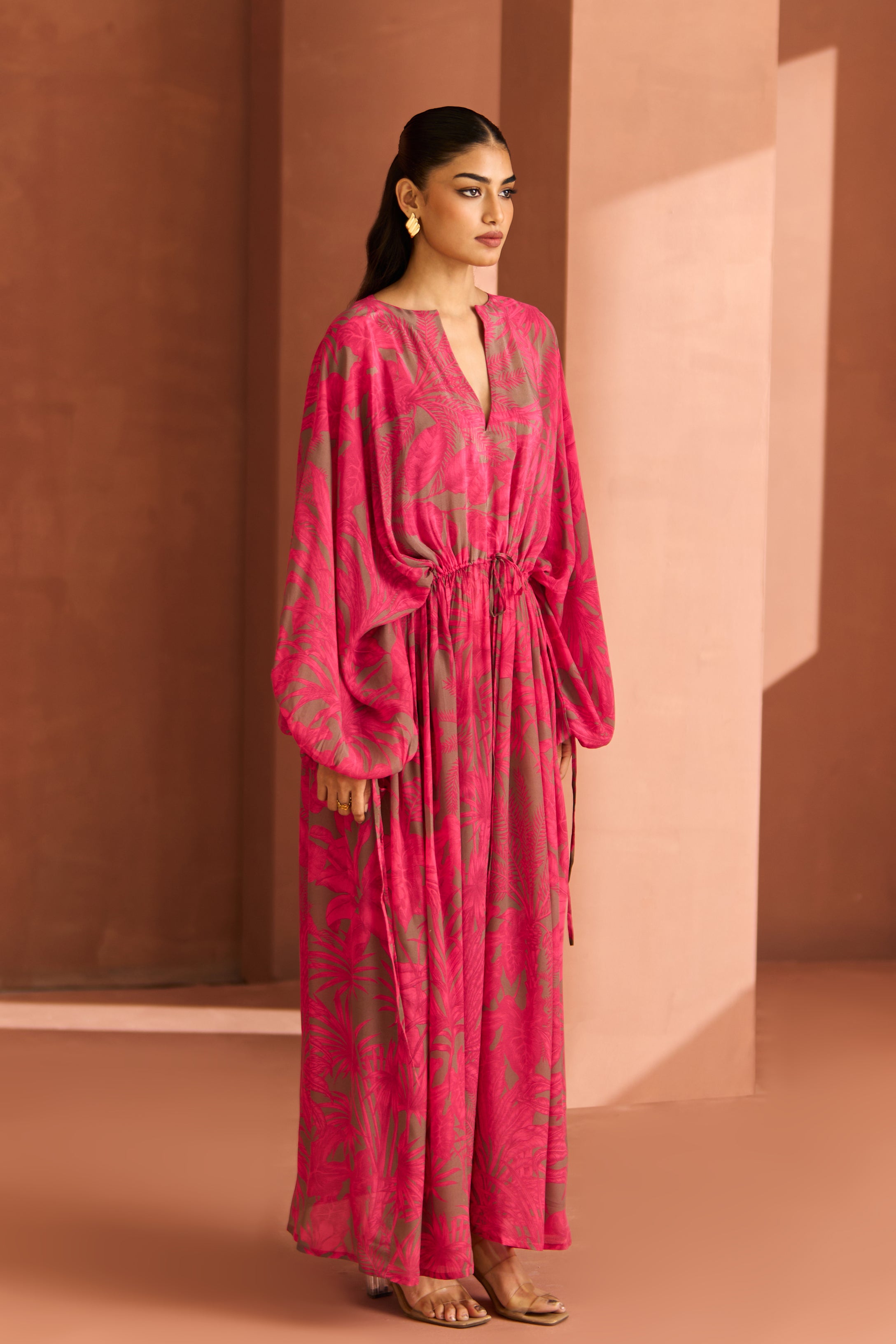 Pink And Grey Amal Kaftan