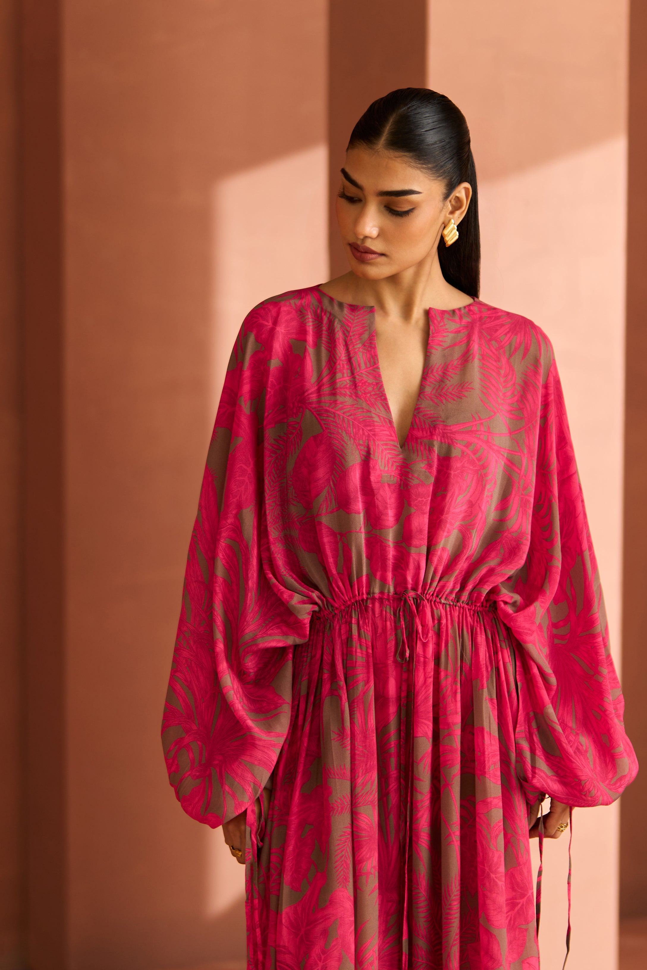Pink And Grey Amal Kaftan