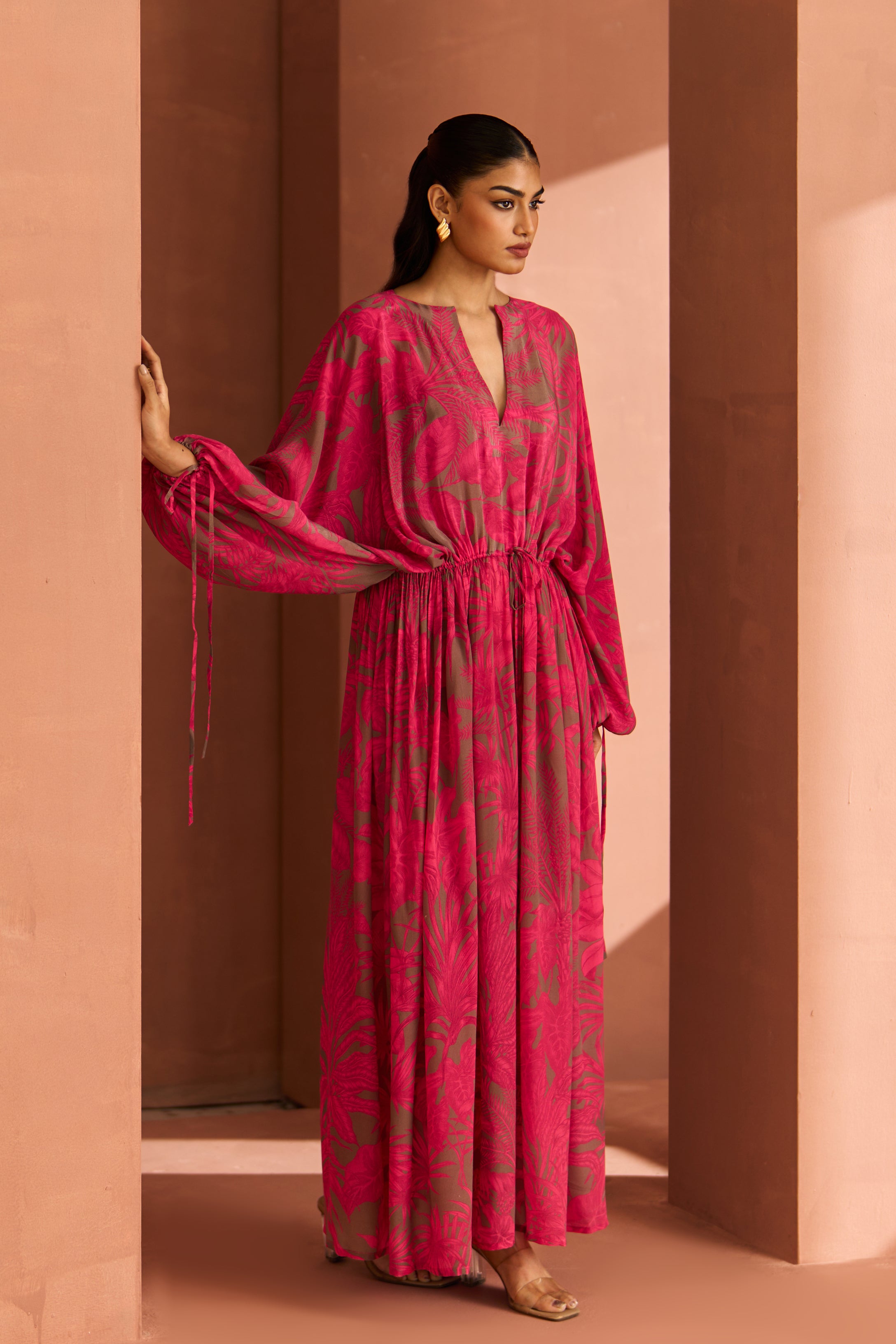 Pink And Grey Amal Kaftan