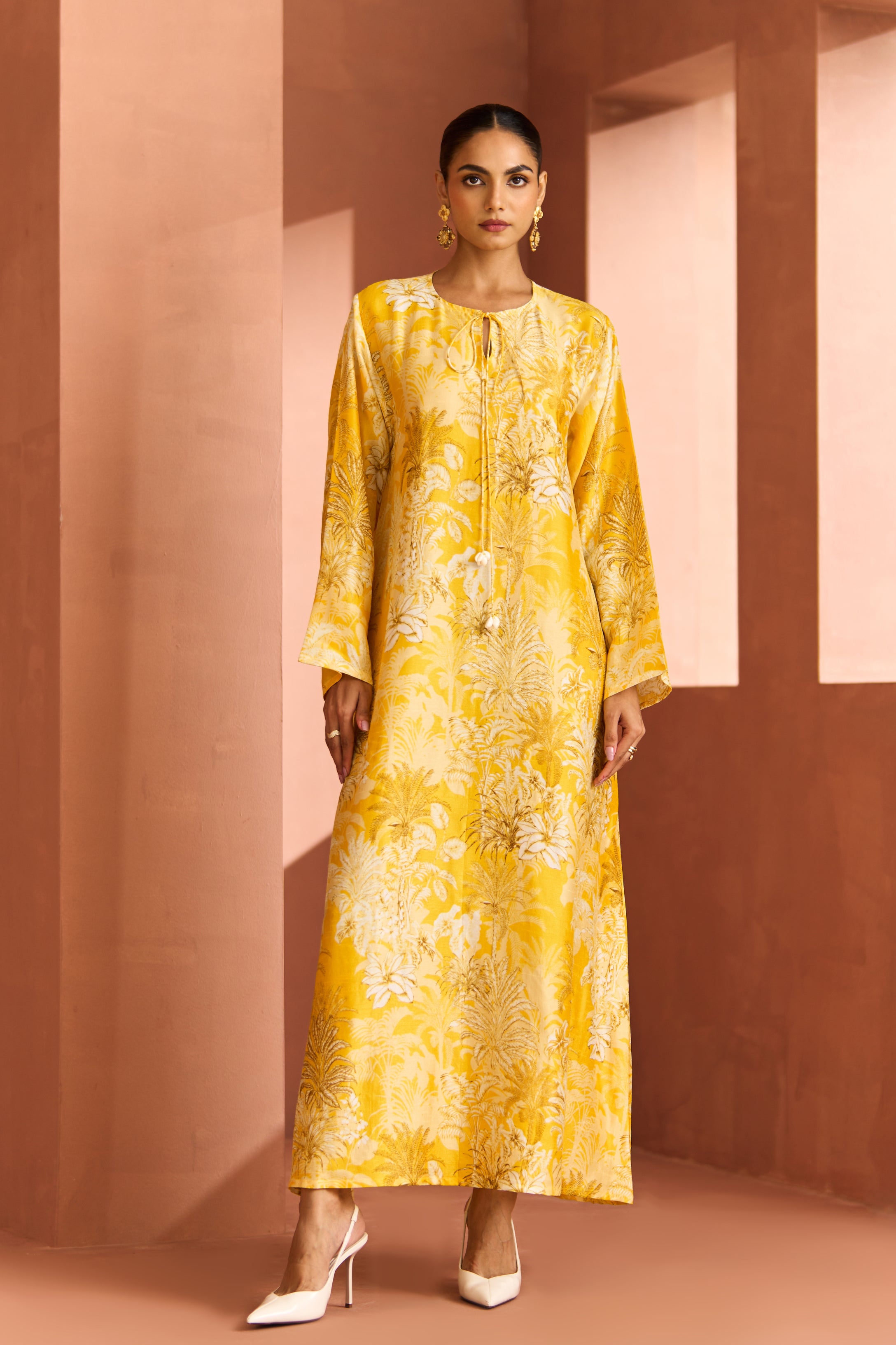 Yellow White Shell Dress