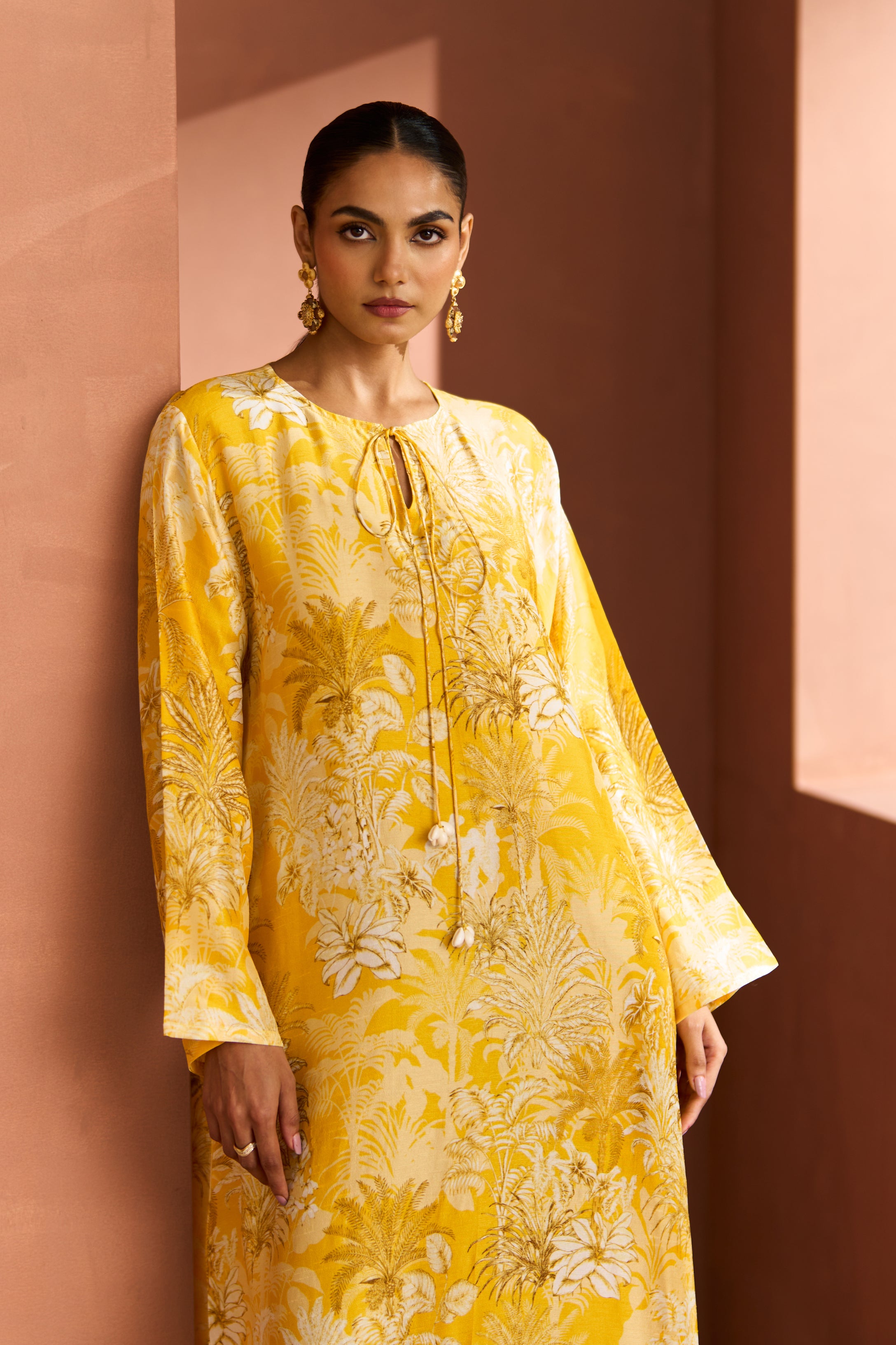 Yellow White Shell Dress