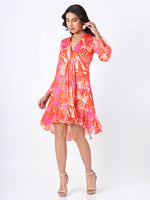 Orange and Pink Damsel Short Dress